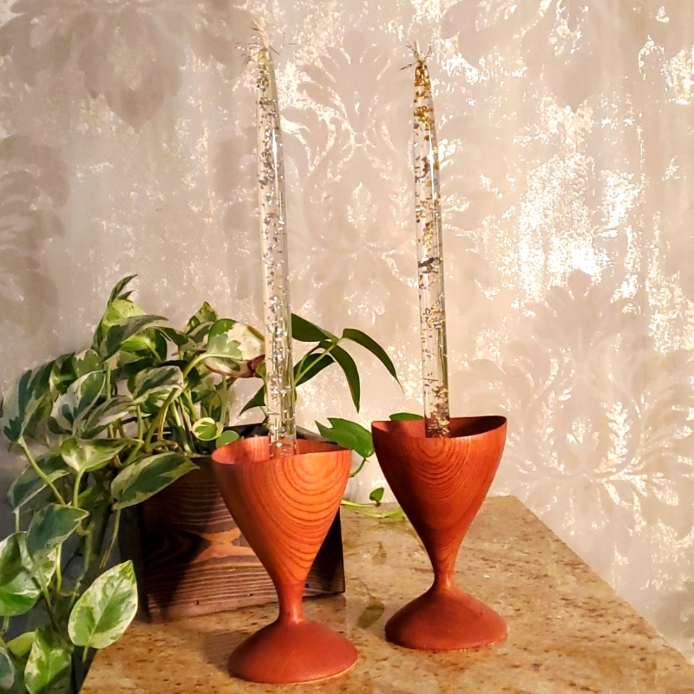 MCM lucite candles set of 2